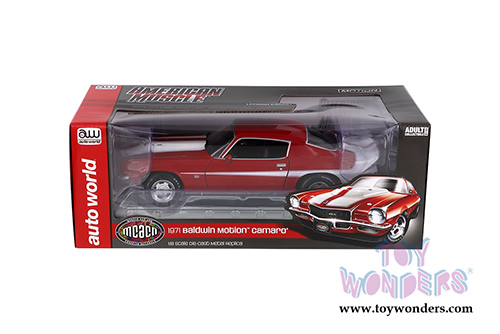 Auto World American Muscle - Chevy&reg; Camaro&reg; Baldwin Motion Hardtop Muscle Car & Corvette Nationals (MCACN) (1971, 1/18 scale diecast model car, Red) AMM1197