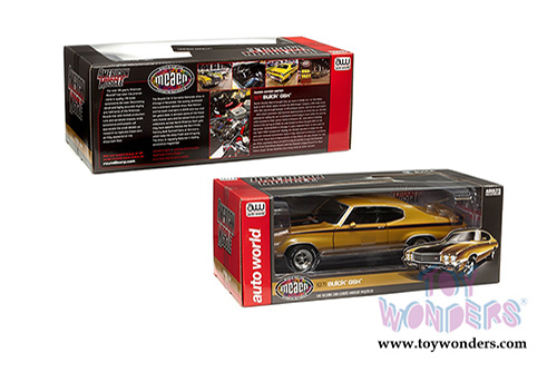 Auto World American Muscle - Buick® GSX™ Hardtop Muscle Car & Corvette Nationals (MCACN) (1971, 1/18 scale diecast model car, Cortez Gold) AMM1198