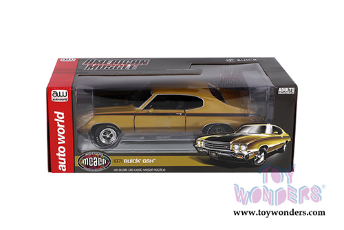 Auto World American Muscle - Buick® GSX™ Hardtop Muscle Car & Corvette Nationals (MCACN) (1971, 1/18 scale diecast model car, Cortez Gold) AMM1198