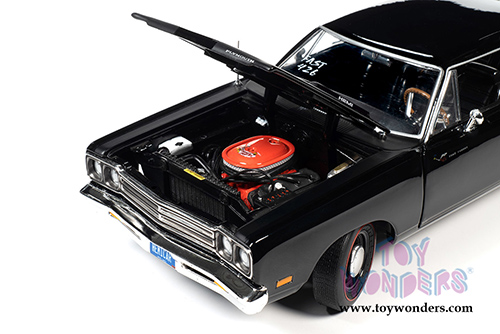 Auto World American Muscle - Hemmings Muscle Machines | Plymouth HEMI 426 Roadrunner Hardtop  (1969, 1/18 scale diecast model car, Tuxedo Black) AMM1213