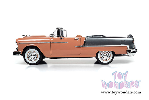 Auto World - American Muscle | Chevrolet&reg; Bel Air&reg; Convertible (1955, 1/18 scale diecast model car, Coral/Shadow Gray) AMM1221