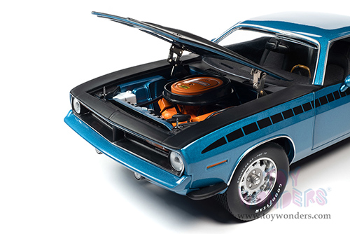 Auto World - American Muscle 30th Anniversary | Plymouth AAR Barracuda 340 Six-Pack Hardtop (1970, 1/18 scale diecast model car, Blue Fire Metallic/Matte Black) AMM1225