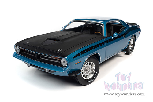 Auto World - American Muscle 30th Anniversary | Plymouth AAR Barracuda 340 Six-Pack Hardtop (1970, 1/18 scale diecast model car, Blue Fire Metallic/Matte Black) AMM1225