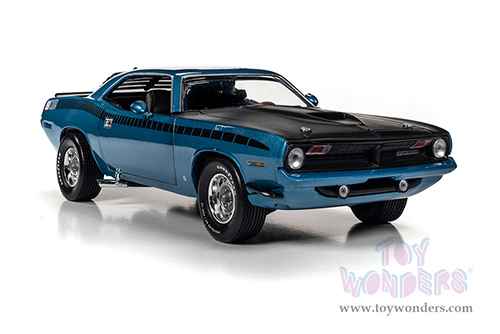 Auto World - American Muscle 30th Anniversary | Plymouth AAR Barracuda 340 Six-Pack Hardtop (1970, 1/18 scale diecast model car, Blue Fire Metallic/Matte Black) AMM1225