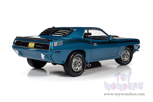 Auto World - American Muscle 30th Anniversary | Plymouth AAR Barracuda 340 Six-Pack Hardtop (1970, 1/18 scale diecast model car, Blue Fire Metallic/Matte Black) AMM1225