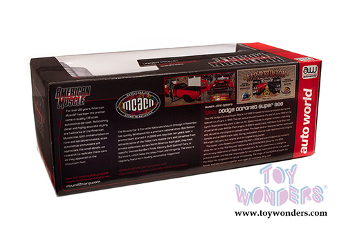 Auto World American Muscle - Dodge Super Bee Hardtop Muscle Car & Corvette Nationals (MCACN) (1969.5, 1/18 scale diecast model car, R4 Red) AMM1231