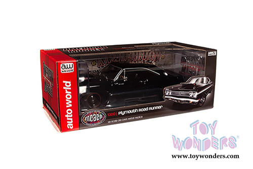 Auto World - American Muscle - Plymouth Road Runner Hardtop Muscle Car & Corvette Nationals (MCACN) (1969.5, 1/18 scale diecast model car, Black Velvet) AMM1232