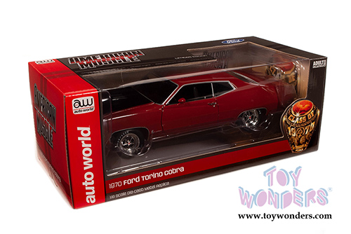 Auto World American Muscle - Ford Torino Cobra Class of '70 50th Anniversary (1970, 1/18 scale diecast model car, Candy Apple Red/Black) AMM1234