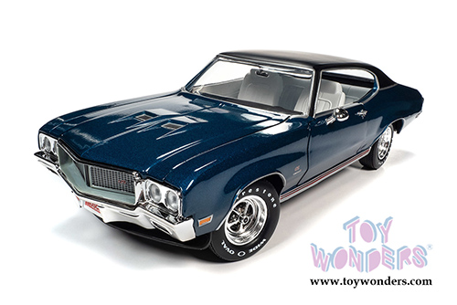 Auto World American Muscle - Hemmings Muscle Machines | Buick&reg; GS 455 Stage 1 Hardtop Magazine Cover Car (July 2019) (1970, 1/18 scale diecast model car, Diplomat Blue/Black) AMM1242