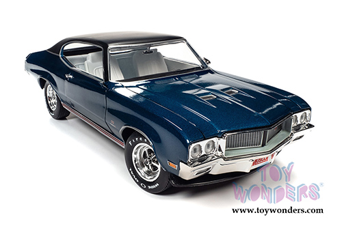 Auto World American Muscle - Hemmings Muscle Machines | Buick&reg; GS 455 Stage 1 Hardtop Magazine Cover Car (July 2019) (1970, 1/18 scale diecast model car, Diplomat Blue/Black) AMM1242