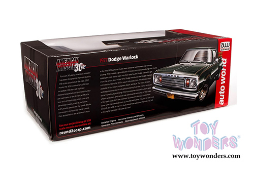 Auto World American Muscle - Dodge Warlock 150 Custom Stepside Pickup Truck (1977, 1/18 scale diecast model car, Medium Green Sunfire/Gold) AMM1243