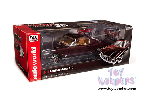 Auto World - American Muscle 30th Anniversary | Ford Mustang 2+2 Hardtop (1965, 1/18 scale diecast model car, Vintage Burgundy) AMM1248