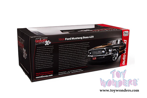 Auto World - American Muscle 30th Anniversary | Ford Mustang Boss 429 Fastback Hardtop (1969, 1/18 scale diecast model car, Raven Black/Gold) AMM1251