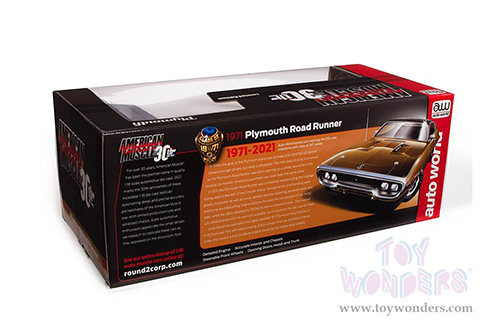 Auto World - American Muscle 30th Anniversary | Plymouth Road Runner Hardtop Class of '71 (1971, 1/18 scale diecast model car, GY8 Gold Leaf Metallic) AMM1258