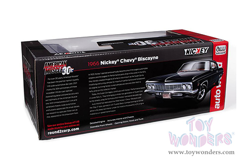 Auto World - American Muscle 30th Anniversary | Nickey&reg; Chevrolet&reg; Biscayne Coupe (1966, 1/18 scale diecast model car, Tuxedo Black) AMM1259