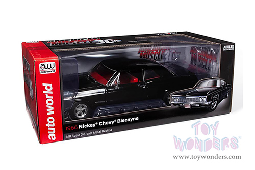 Auto World - American Muscle 30th Anniversary | Nickey&reg; Chevrolet&reg; Biscayne Coupe (1966, 1/18 scale diecast model car, Tuxedo Black) AMM1259