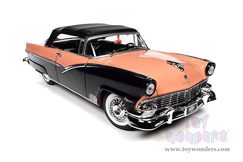 Auto World - Ford Fairlane Sunliner Convertible Soft Top Muscle Car & Corvette Nationals (MCACN) (1956, 1/18 scale diecast model car, Sunset Coral and Raven Black) AMM1270 MAP: $115.99
