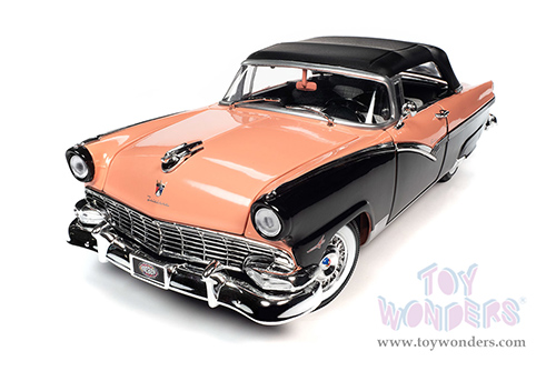 Auto World - Ford Fairlane Sunliner Convertible Soft Top Muscle Car & Corvette Nationals (MCACN) (1956, 1/18 scale diecast model car, Sunset Coral and Raven Black) AMM1270 MAP: $115.99
