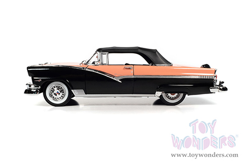 Auto World - Ford Fairlane Sunliner Convertible Soft Top Muscle Car & Corvette Nationals (MCACN) (1956, 1/18 scale diecast model car, Sunset Coral and Raven Black) AMM1270 MAP: $115.99