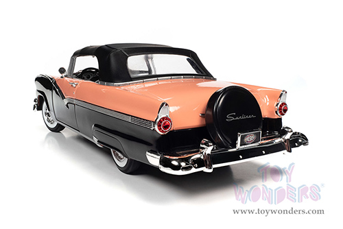 Auto World - Ford Fairlane Sunliner Convertible Soft Top Muscle Car & Corvette Nationals (MCACN) (1956, 1/18 scale diecast model car, Sunset Coral and Raven Black) AMM1270 MAP: $115.99