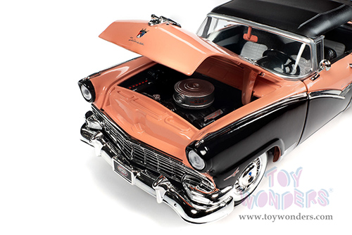 Auto World - Ford Fairlane Sunliner Convertible Soft Top Muscle Car & Corvette Nationals (MCACN) (1956, 1/18 scale diecast model car, Sunset Coral and Raven Black) AMM1270 MAP: $115.99