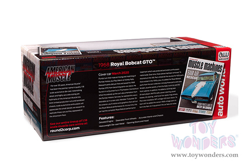 Auto World - Hemmings Muscle Machines | Pontiac Royal Bobcat GTO Magazine Cover Car (March 2020) (1968, 1/18 scale diecast model car, Meridian Turquoise/white) AMM1277