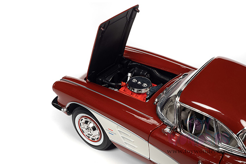 Auto World American Muscle - Chevrolet&reg; Corvette&reg; Convertible (1961, 1/18 scale diecast model car, Honduras Maroon/Ermine White Cove) AMM1281