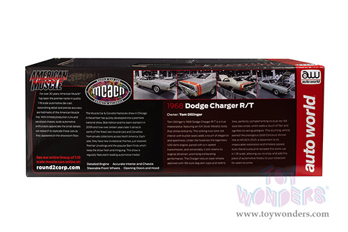 Auto World - American Muscle Dodge Charger R/T Hardtop Muscle Car & Corvette Nationals (MCACN) (1968, 1/18 scale diecast model car, Silver) AMM1344 MAP: $104.99