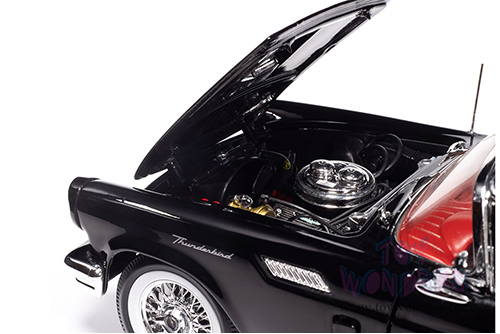 Auto World American Muscle - Ford Thunderbird Convertible w/ Removable Top (1957, 1/18 scale diecast model car, Raven Black/Colonial White) AMM1349 MAP: $104.99