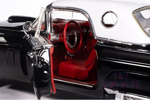 Auto World American Muscle - Ford Thunderbird Convertible w/ Removable Top (1957, 1/18 scale diecast model car, Raven Black/Colonial White) AMM1349 MAP: $104.99