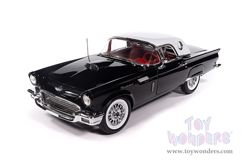 Auto World American Muscle - Ford Thunderbird Convertible w/ Removable Top (1957, 1/18 scale diecast model car, Raven Black/Colonial White) AMM1349 MAP: $104.99