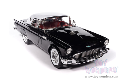 Auto World American Muscle - Ford Thunderbird Convertible w/ Removable Top (1957, 1/18 scale diecast model car, Raven Black/Colonial White) AMM1349 MAP: $104.99