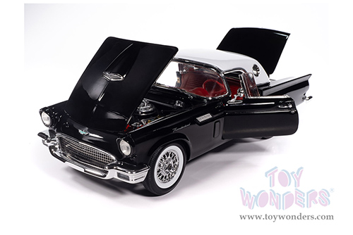 Auto World American Muscle - Ford Thunderbird Convertible w/ Removable Top (1957, 1/18 scale diecast model car, Raven Black/Colonial White) AMM1349 MAP: $104.99