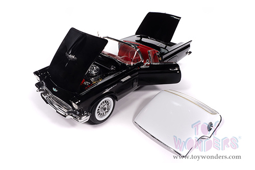 Auto World American Muscle - Ford Thunderbird Convertible w/ Removable Top (1957, 1/18 scale diecast model car, Raven Black/Colonial White) AMM1349 MAP: $104.99