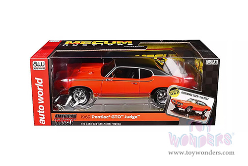 Auto World American Muscle - Pontiac® GTO™ Judge™ "Mecum Auctions" (1969, 1/18 scale diecast model car, Carousel Red/Black top) AMM1351 MAP: $104.99