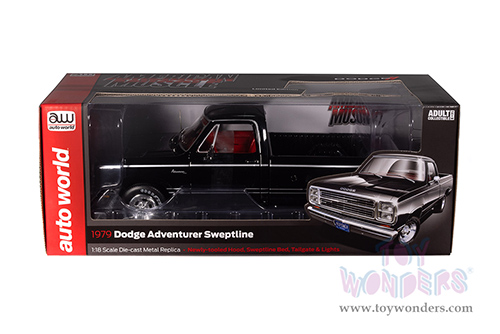 Auto World - American Muscle | Dodge Adventurer Sweptline Pickup Truck (1979, 1/18 scale diecast model car, Black) AMM1355 MAP: $104.99