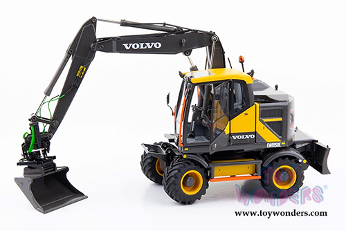AT Collections - Volvo EWR150E Excavator with Steelwrist Tiltrotator and Nokian Tires (1/32 scale diecast model car, Yellow/Black) AT3200100