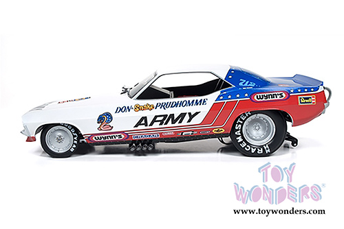 Auto World Legends - ARMY Plymouth Cuda NHRA Funny Car (1971, 1/18 scale diecast model car, Blue/Red/White) AW1170