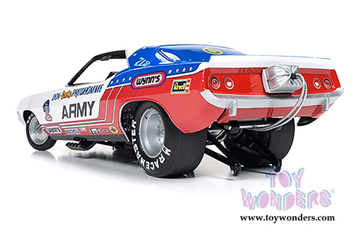 Auto World Legends - ARMY Plymouth Cuda NHRA Funny Car (1971, 1/18 scale diecast model car, Blue/Red/White) AW1170