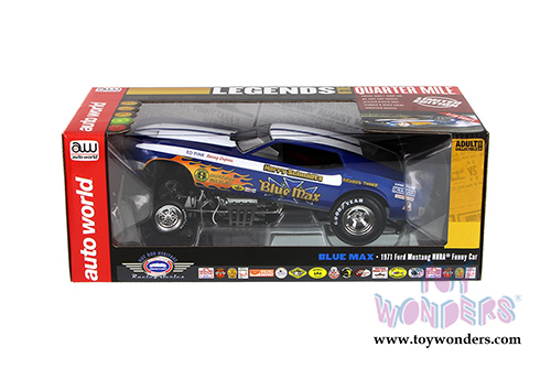 Auto World Legends - Richard Tharp Blue Max Ford Mustang NHRA Funny Car (1971, 1/18 scale diecast model car, Blue w/ White Stripes) AW1171