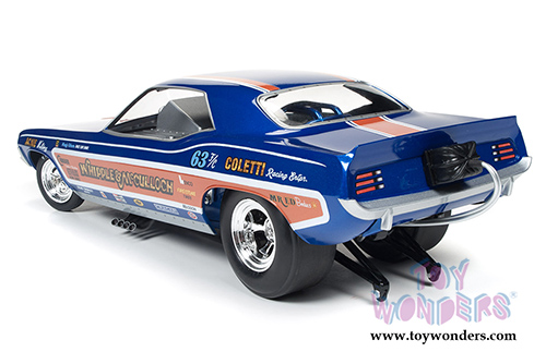 Auto World Legends - Whipple & McCulloch Plymouth Cuda NHRA Funny Car (1971, 1/18 scale diecast model car, Blue/Brown) AW1176