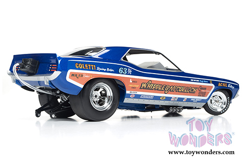 Auto World Legends - Whipple & McCulloch Plymouth Cuda NHRA Funny Car (1971, 1/18 scale diecast model car, Blue/Brown) AW1176