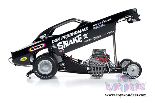 Auto World Legends - Don Prudhomme The Snake III Plymouth Cuda NHRA Funny Car (1973, 1/18 scale diecast model car, Black) AW1177