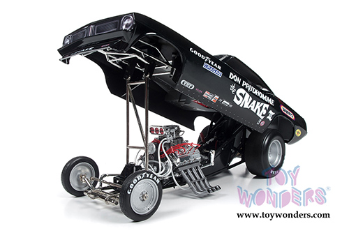 Auto World Legends - Don Prudhomme The Snake III Plymouth Cuda NHRA Funny Car (1973, 1/18 scale diecast model car, Black) AW1177