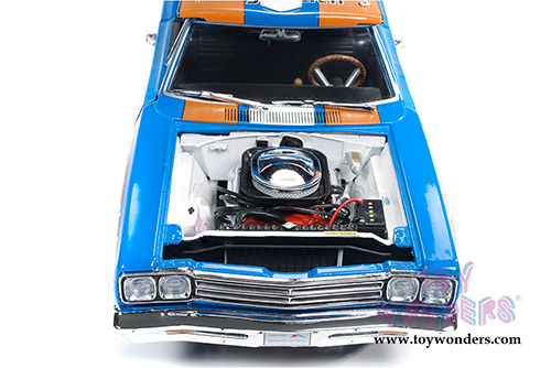 Auto World - Plymouth Road Runner Hard Top - Don Grotheer (1969, 1/18 scale diecast model car, Blue/Orange/White) AW220