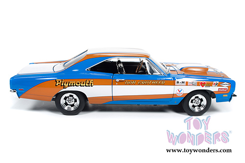 Auto World - Plymouth Road Runner Hard Top - Don Grotheer (1969, 1/18 scale diecast model car, Blue/Orange/White) AW220