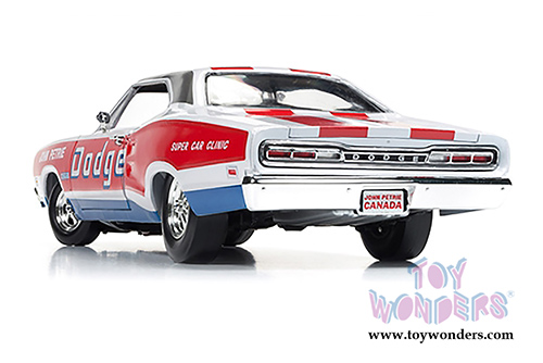Auto World - Dodge Coronet Super Bee - John Petrie SS/E Car Clinic (1969, 1/18 scale diecast model car, White, red and blue stripes) AW222