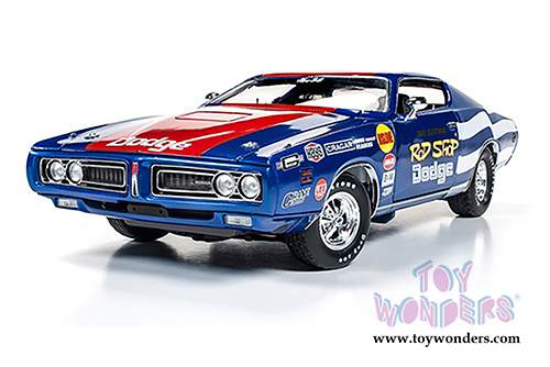 Auto World - Rod Shop Dodge Charger Super Bee (Dave Boertman) (1971, 1/18 scale diecast model car, Blue with Red and white) AW224