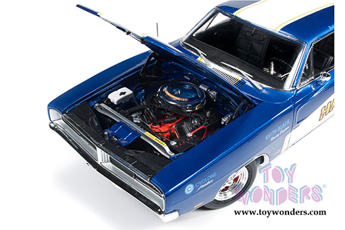 Auto World - Racing Dreams | Dodge Charger Hawaiian NHRA Funny Car (1969, 1/18 scale diecast model car, Blue w/ White stripes) AW231
