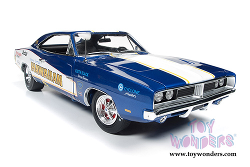 Auto World - Racing Dreams | Dodge Charger Hawaiian NHRA Funny Car (1969, 1/18 scale diecast model car, Blue w/ White stripes) AW231